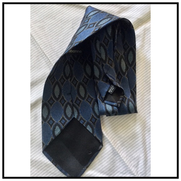 Paco Rabanne silk tie geometric oval pattern Italy - Picture 4 of 5